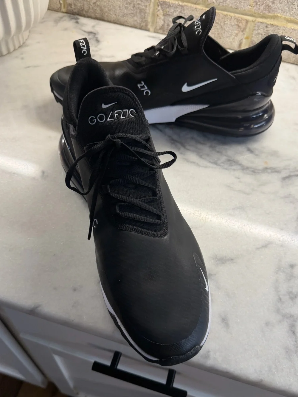 Nike Men’s Air Max 270 Golf Black with White Swoosh
